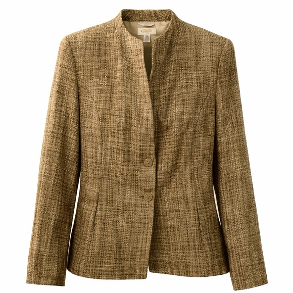 Talbots Italian Fabric Neutral Tweed Blazer 14 Academia Old Money Quiet Luxury - Picture 6 of 6